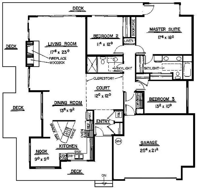 Floor Plan First Story of Contemporary Plan #145-1660