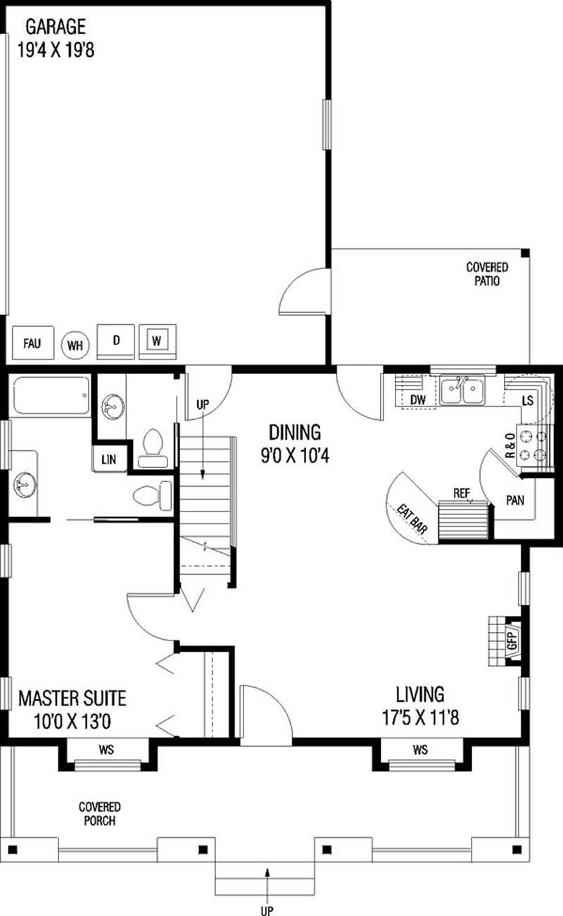 Floor Plan First Story of Country Plan #145-1663