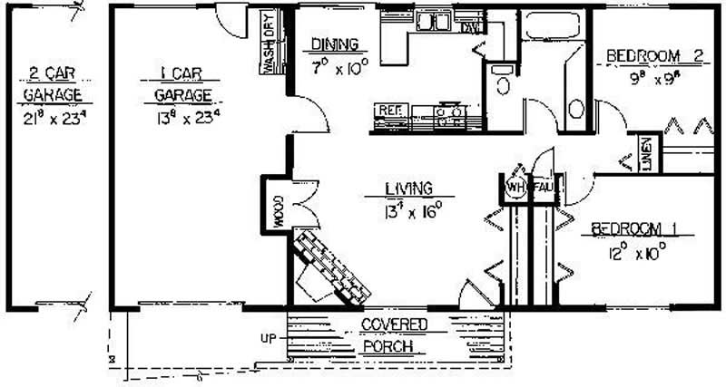 Floor Plan First Story of Ranch Plan #145-1665