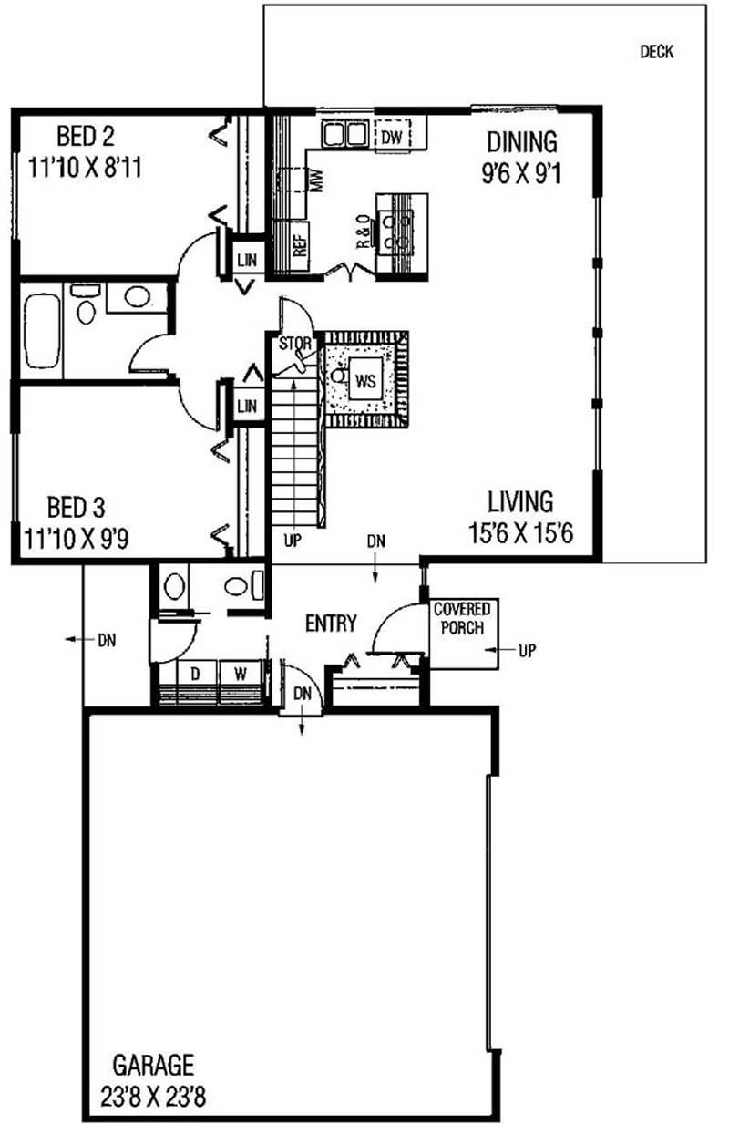 Floor Plan First Story of Small House Plans #145-1666