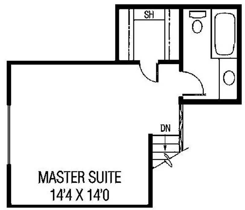 Floor Plan Second Story of Small House Plans #145-1666