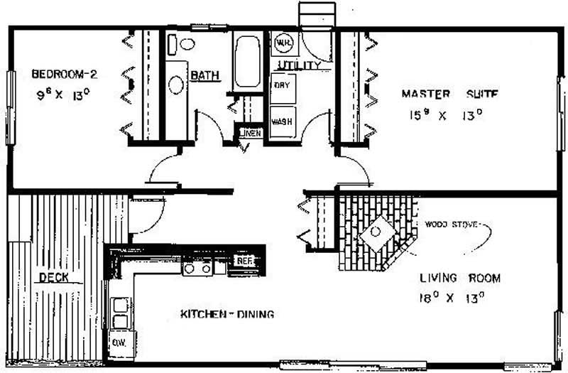 Floor Plan First Story of Log Cabin Plan #145-1667