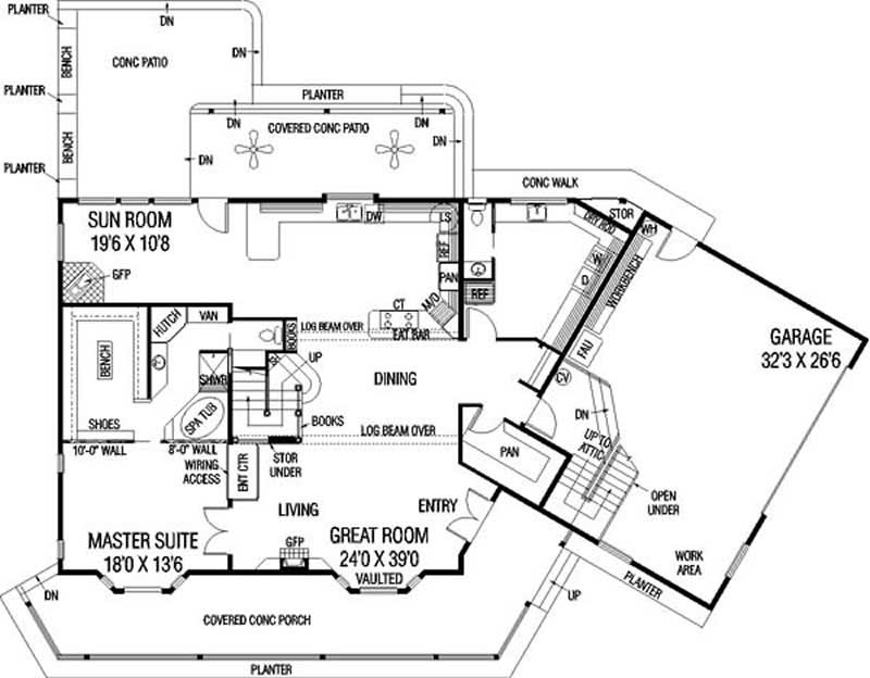 Floor Plan First Story of Country Plan #145-1673