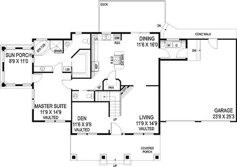 Floor Plan First Story of Country Plan #145-1674