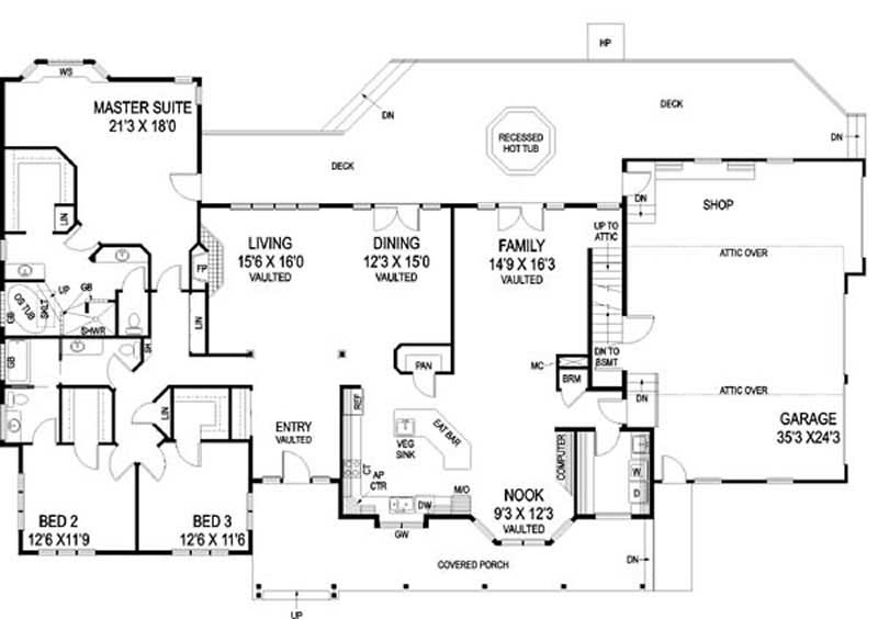 Floor Plan First Story of Country Plan #145-1675