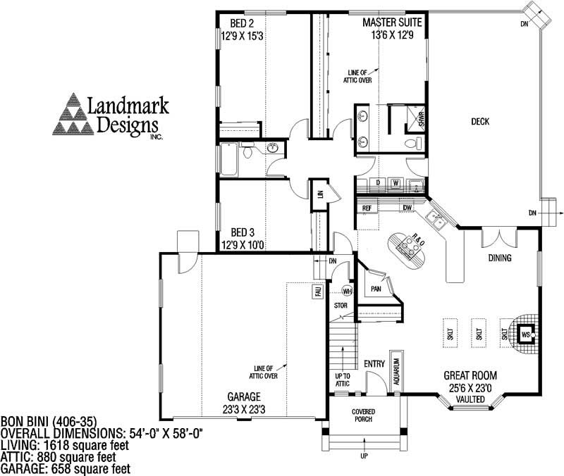 Floor Plan First Story of Contemporary Plan #145-1676