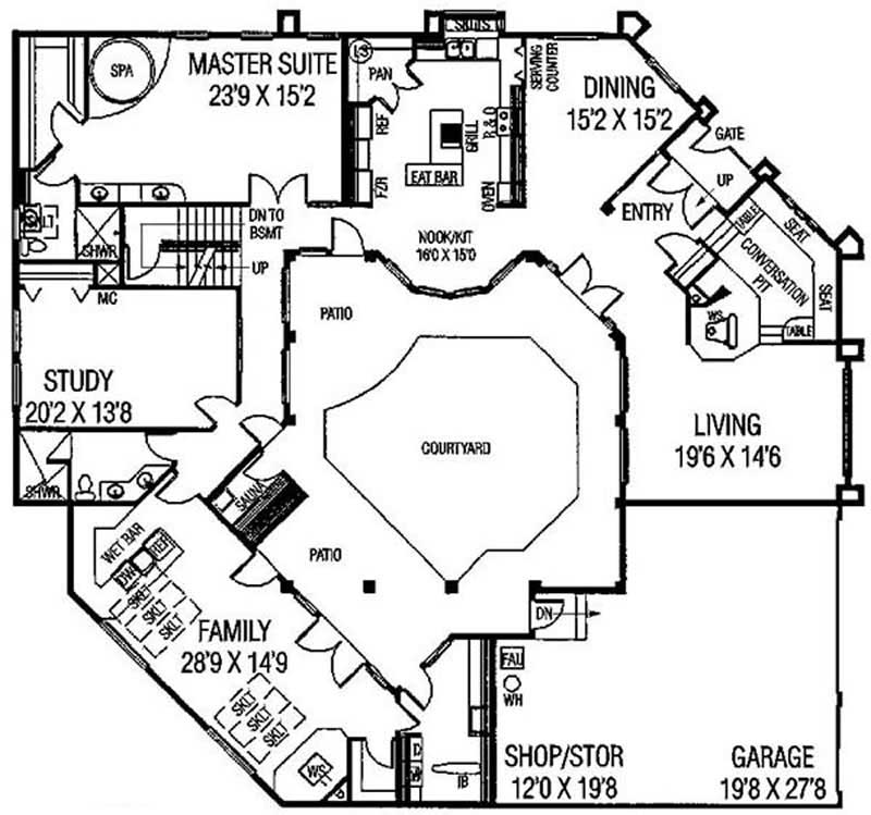 Floor Plan First Story of Southwest Plan #145-1679