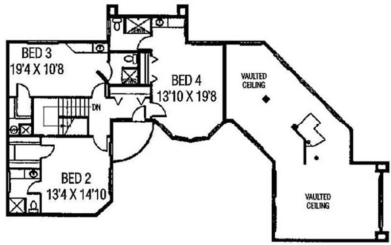 Floor Plan Second Story of Southwest Plan #145-1679