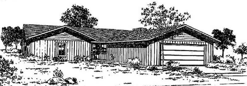 Front view of Ranch home (ThePlanCollection: House Plan #145-1680)