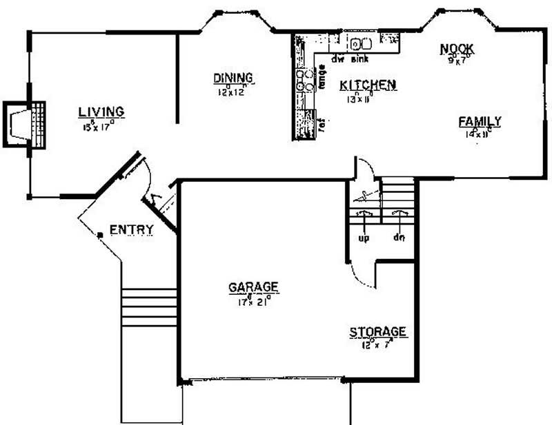 Floor Plan First Story of Traditional Plan #145-1681