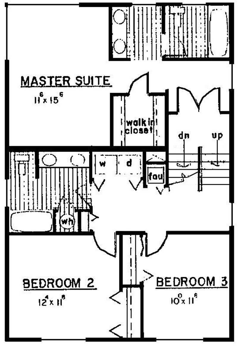 Floor Plan Second Story of Traditional Plan #145-1681