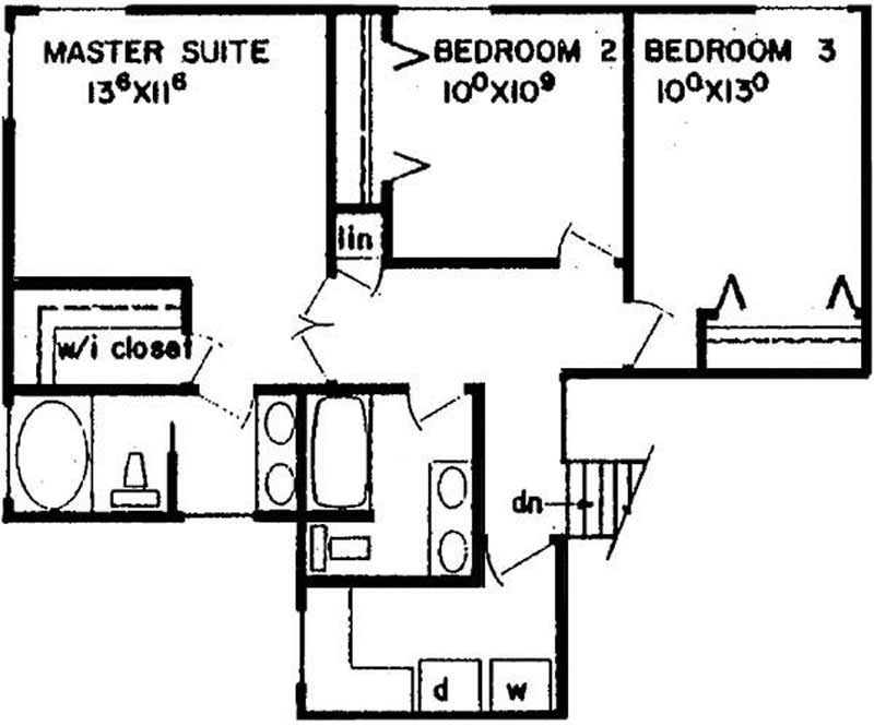 Floor Plan Second Story of Contemporary Plan #145-1687