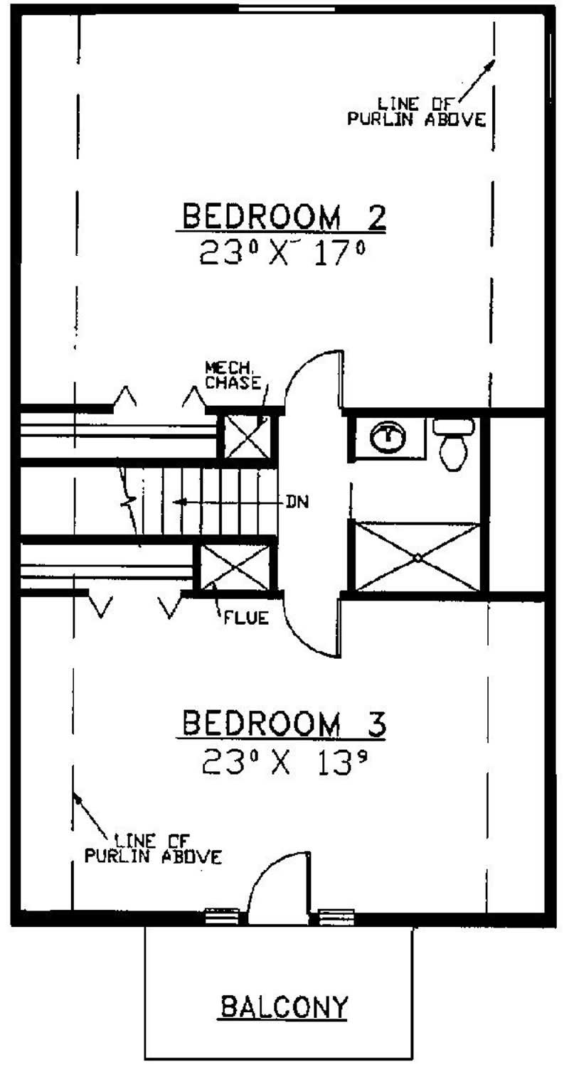Floor Plan Second Story of Farmhouse Plan #145-1688