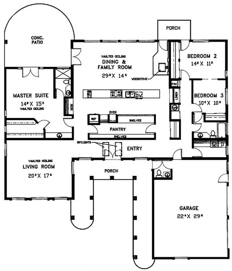 Floor Plan First Story of Mediterranean Plan #145-1691