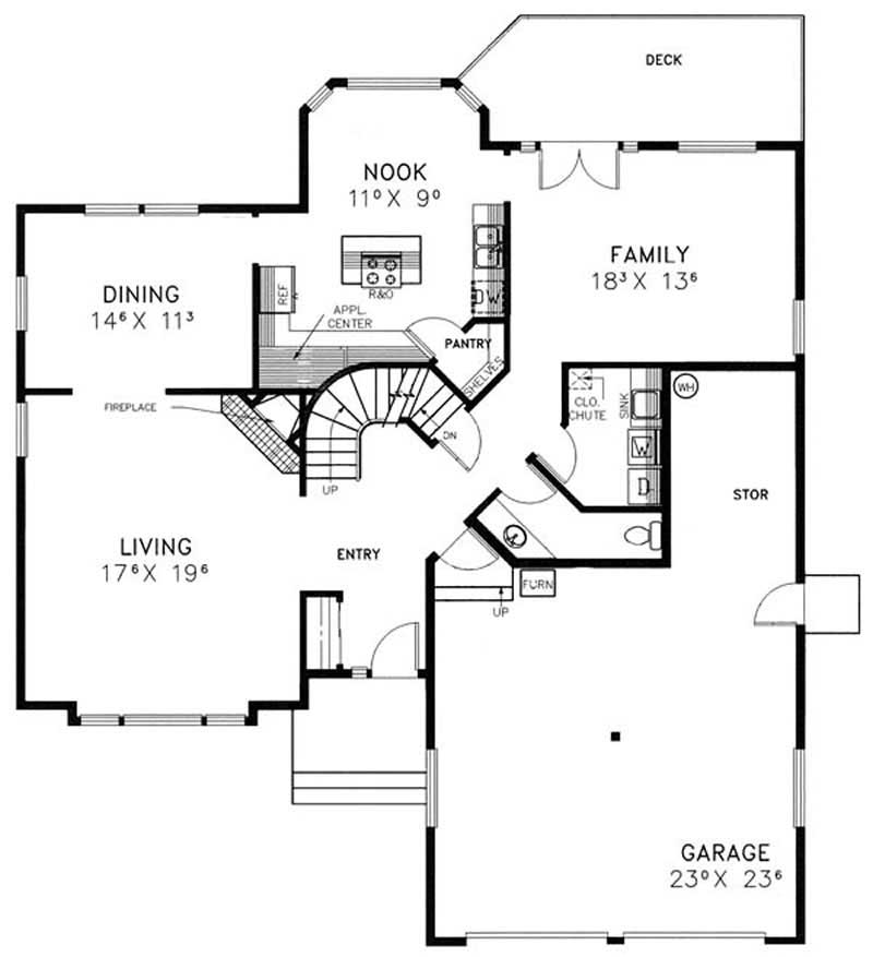 Floor Plan First Story of Contemporary Plan #145-1693