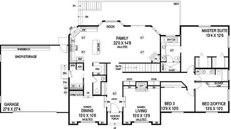 Floor Plan First Story of Contemporary Plan #145-1695