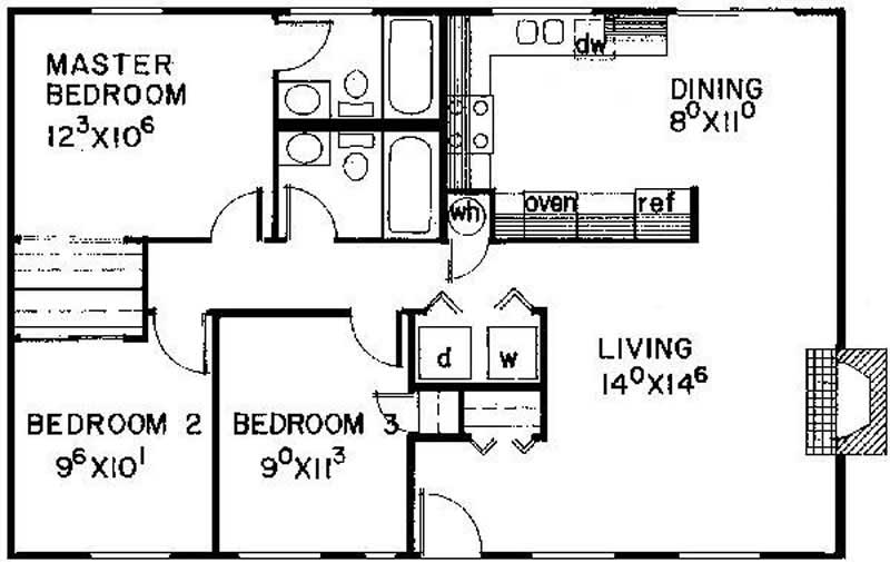 Floor Plan First Story of Ranch Plan #145-1697