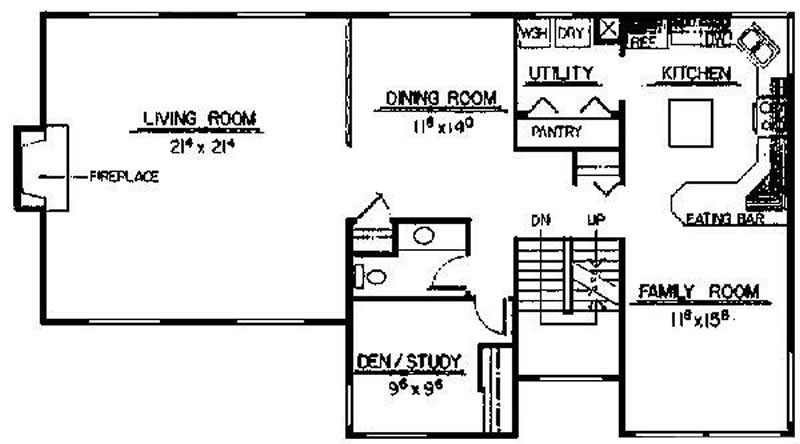 Floor Plan First Story of Multi-Level Plan #145-1698