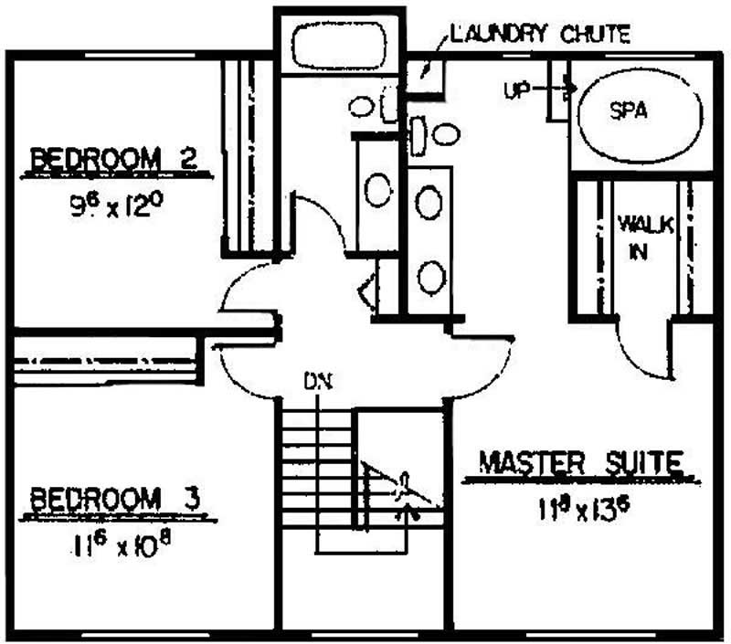 Floor Plan Second Story of Multi-Level Plan #145-1698