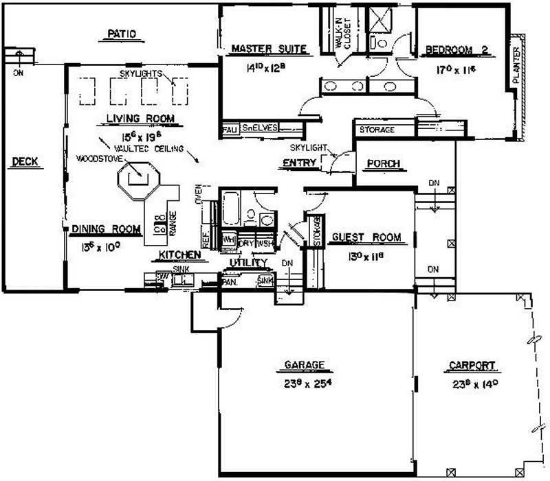 Floor Plan Main Level of Contemporary Plan #145-1700
