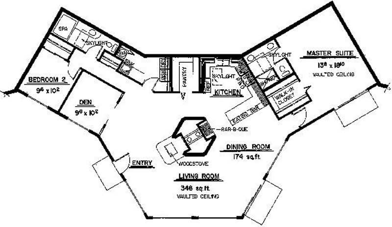 Floor Plan First Story of Contemporary Plan #145-1701