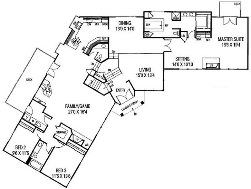 Floor Plan First Story of Ranch Plan #145-1703