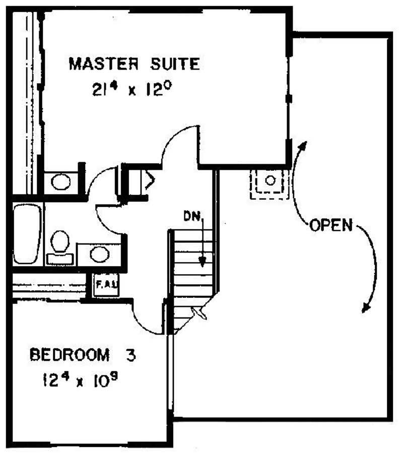 Floor Plan Second Story of Contemporary Plan #145-1705