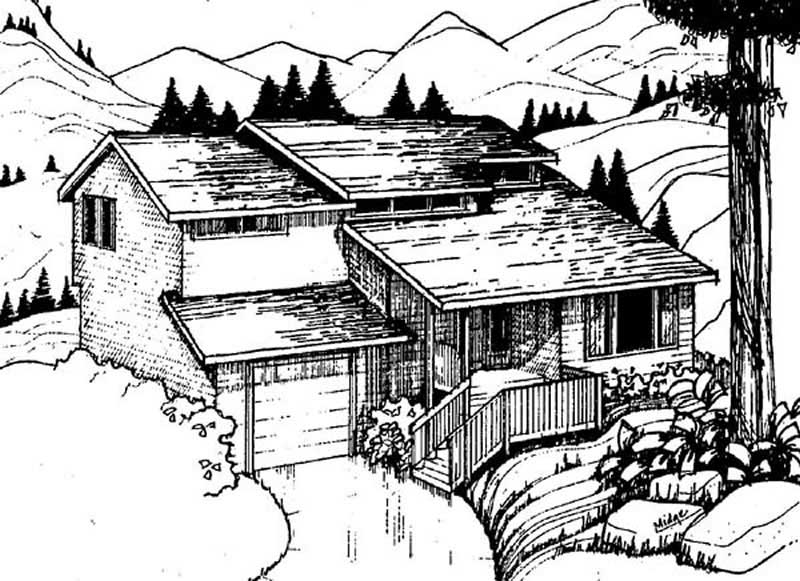 Front view of Contemporary home (ThePlanCollection: House Plan #145-1707)