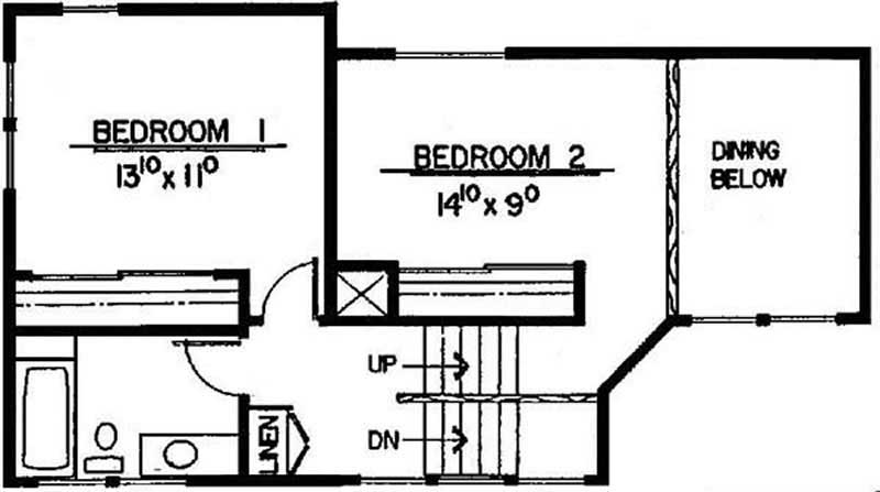 Floor Plan Second Story of Contemporary Plan #145-1707
