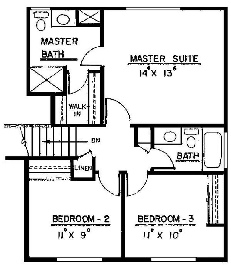 Floor Plan Second Story of Small House Plans #145-1708