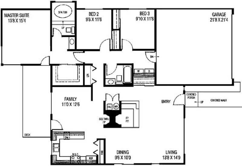 Floor Plan First Story of Ranch Plan #145-1712