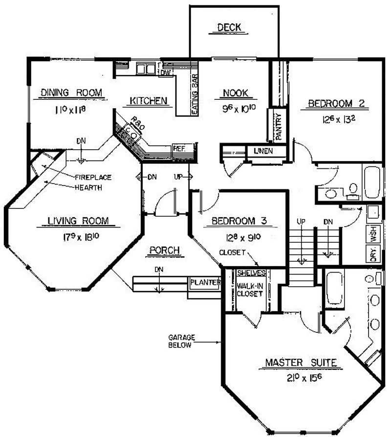 Floor Plan First Story of Small House Plans #145-1714