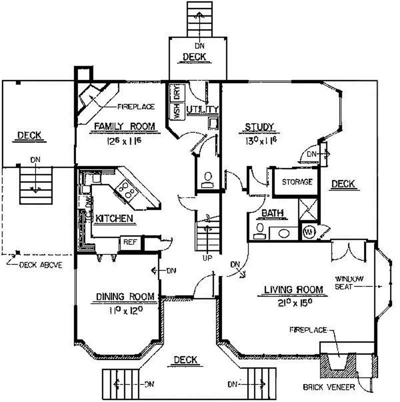 Floor Plan First Story of Country Plan #145-1715