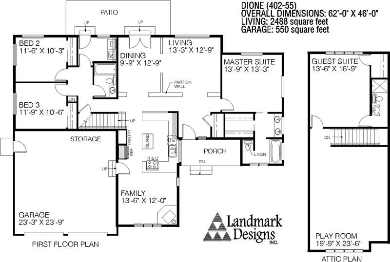 Floor Plan First Story of Traditional Plan #145-1717