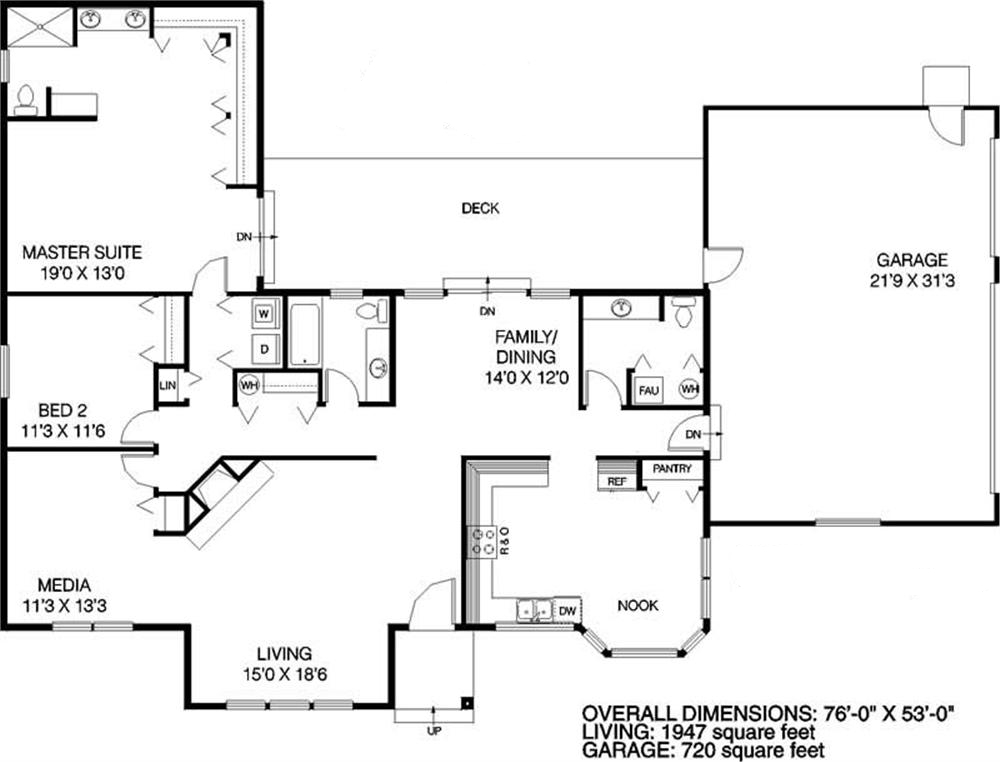 Floor Plan First Story of Log Cabin Plan #145-1722