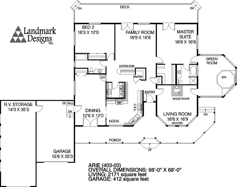 Floor Plan First Story of Country Plan #145-1723
