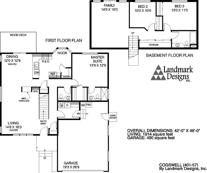 Floor Plan First Story of Ranch Plan #145-1733
