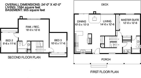 Floor Plan First Story of Log Cabin Plan #145-1735