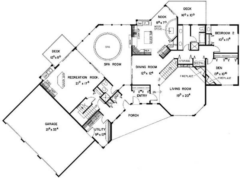 Floor Plan First Story of Contemporary Plan #145-1740