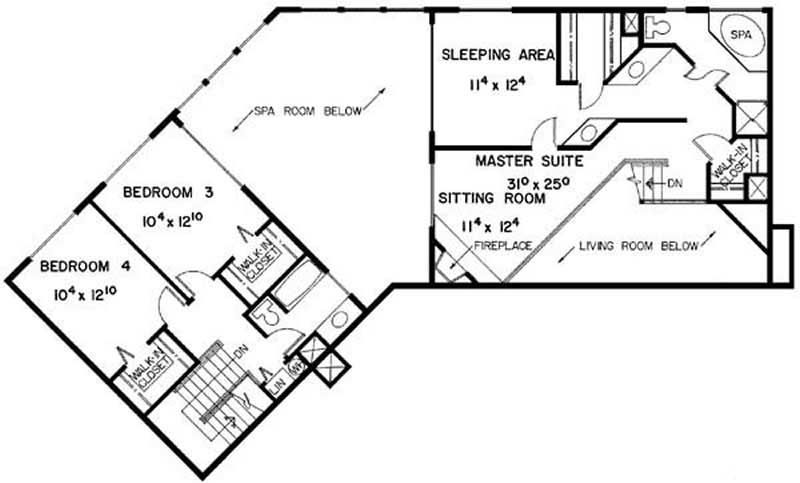 Floor Plan Second Story of Contemporary Plan #145-1740