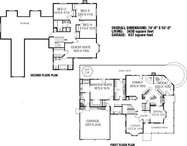 Floor Plan First Story of Country Plan #145-1742