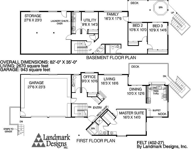 Floor Plan First Story of Ranch Plan #145-1743