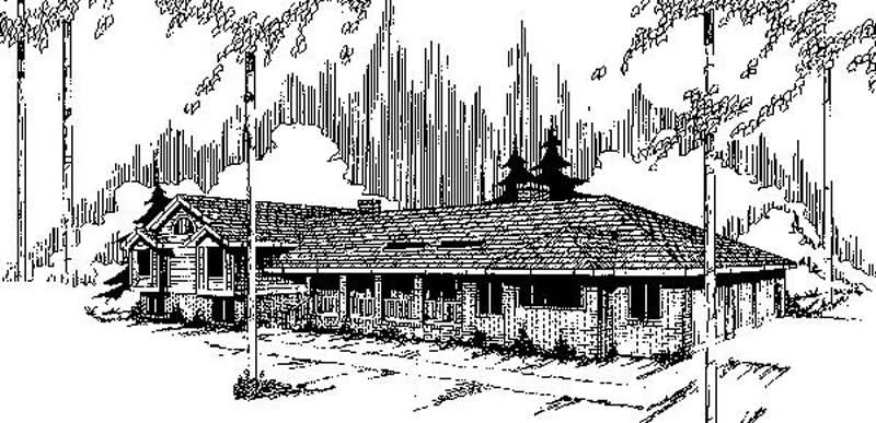 Front view of Country home (ThePlanCollection: House Plan #145-1744)
