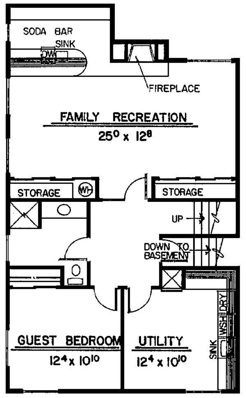 Floor Plan Basement of Country Plan #145-1744