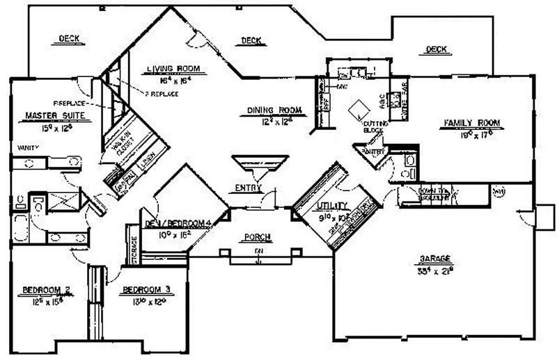 Floor Plan First Story of Contemporary Plan #145-1745