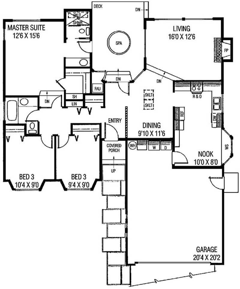 Floor Plan First Story of Ranch Plan #145-1746
