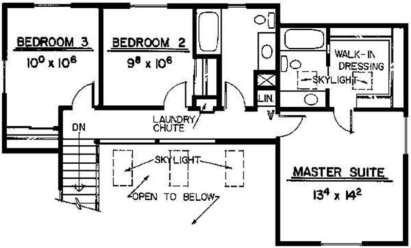 Floor Plan Second Story of Contemporary Plan #145-1747