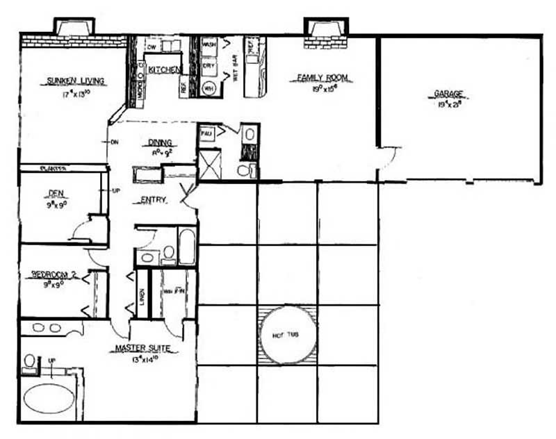 Floor Plan First Story of Contemporary Plan #145-1760