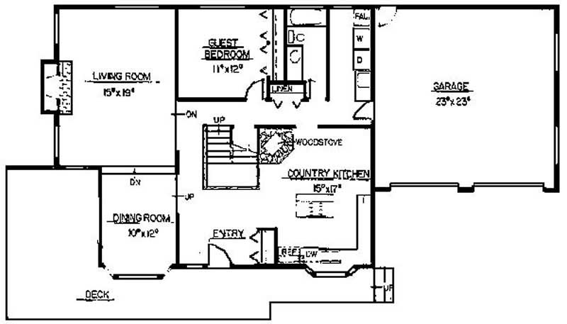 Floor Plan First Story of Farmhouse Plan #145-1763