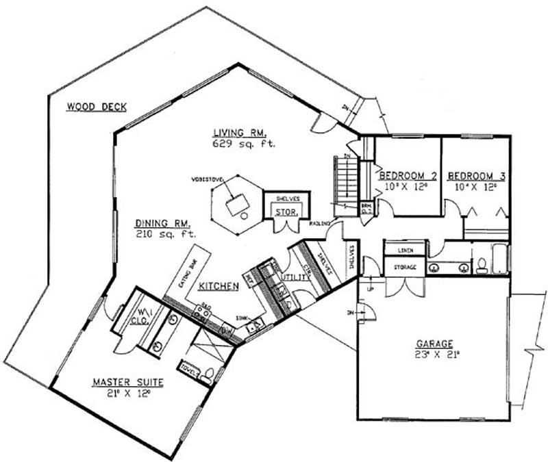 Floor Plan First Story of Vacation Homes Plan #145-1765